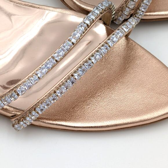 Badgley Mischka Logan Gold Crystal Dual-Strapped Stiletto Heels Size US8 EU38 - Picture 7 of 8